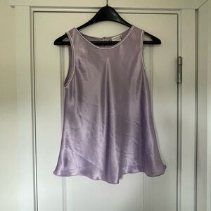 Purple satin flowy formal tank top